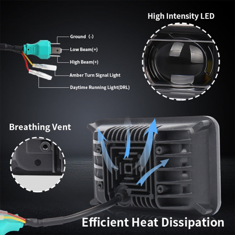 OL-2051S 1 Pair 4x6 inch Off-road Vehicle Modified Angel Devil Eyes Rectangular Headlight