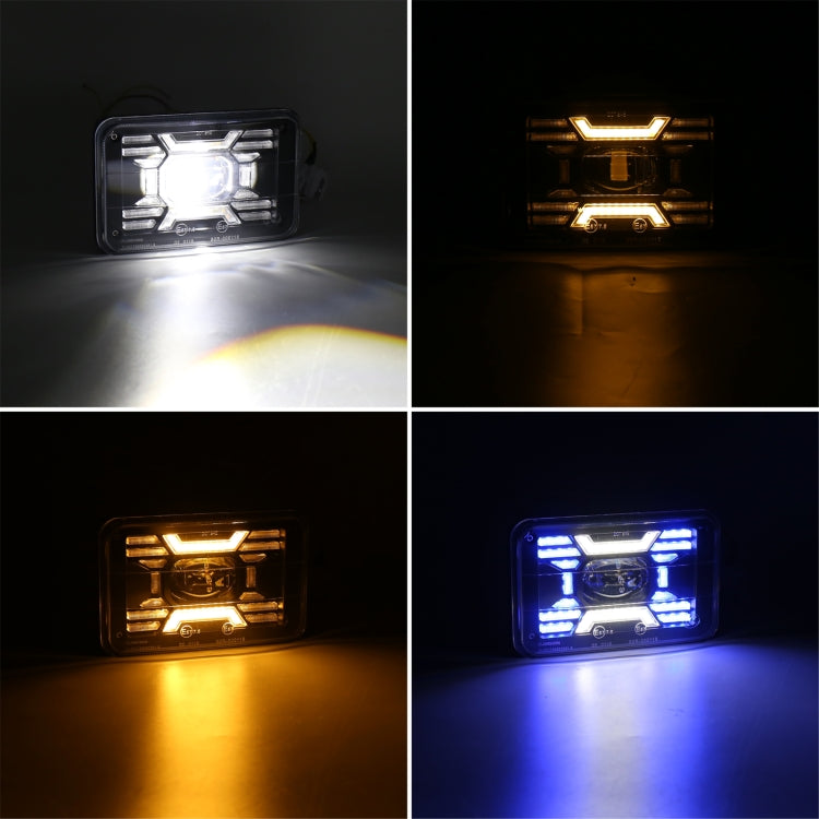 OL-2051S 1 Pair 4x6 inch Off-road Vehicle Modified Angel Devil Eyes Rectangular Headlight