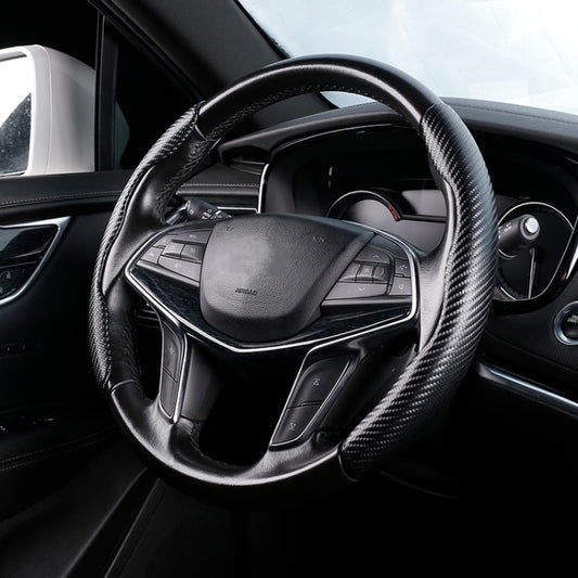 Car Universal Carbon Fiber Texture Leather Steering Wheel Cover