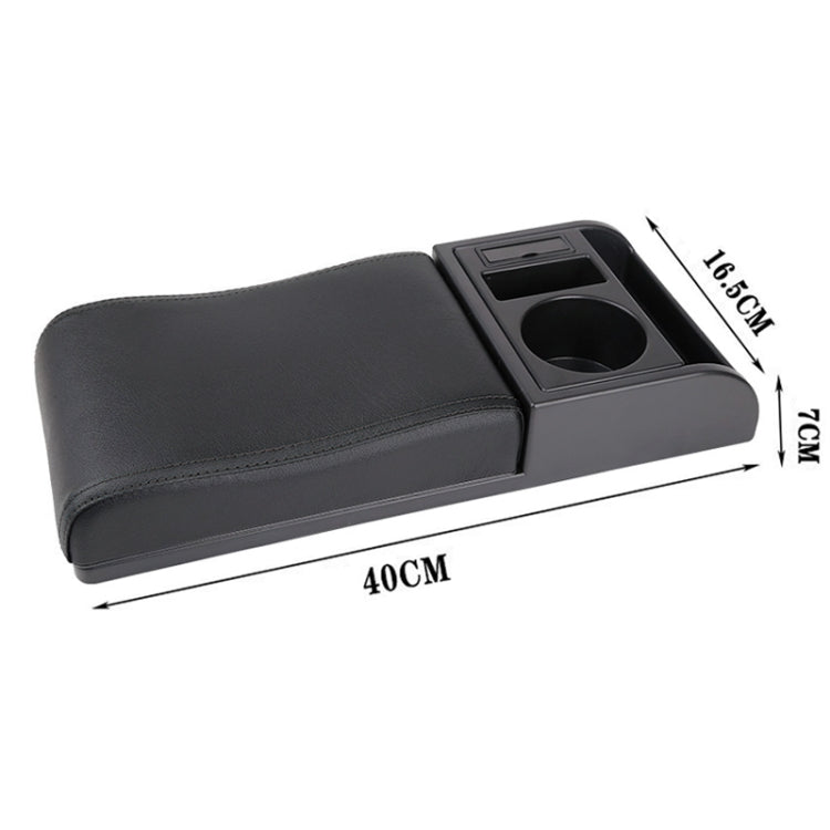 Car Multi-functional Dual USB Armrest Box Booster Pad, Microfiber Leather Curved Type