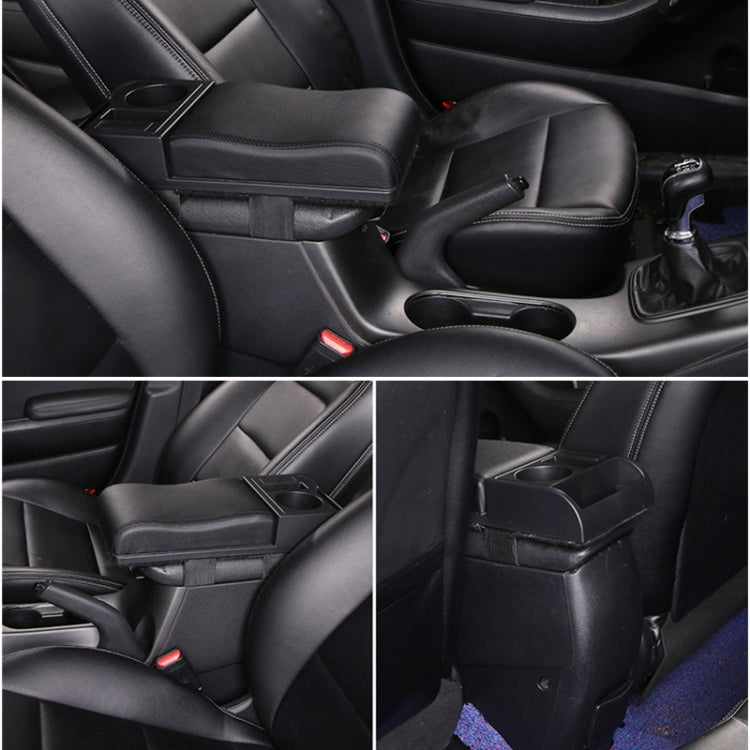 Car Multi-functional Dual USB Armrest Box Booster Pad, Microfiber Leather Curved Type