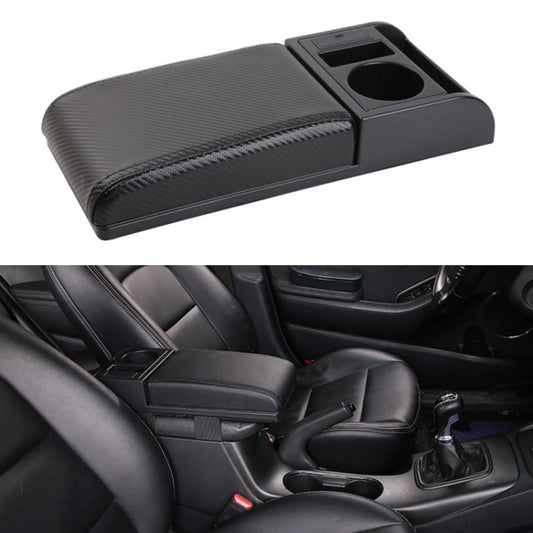 Car Multi-functional Dual USB Armrest Box Booster Pad, Carbon Fiber Leather Straight Type