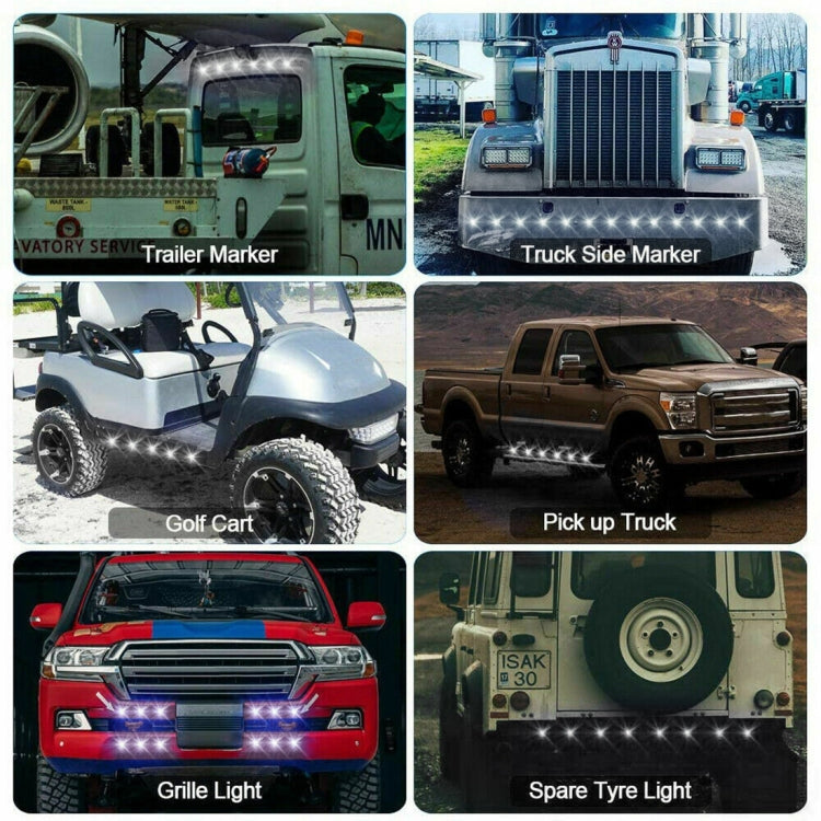 10 PCS MK-118 3/4 inch Metal Frame Car / Truck 3LEDs Side Marker Indicator Lights Bulb Lamp