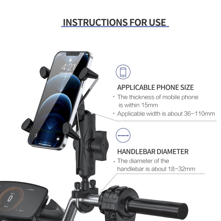 ZH-1558A1 Motorcycle Handlebar X-shape Aluminum Alloy Phone Holder