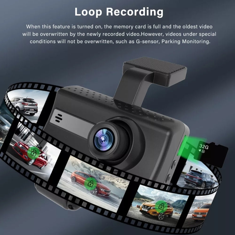Front and Inner Dual Camera HD Infrared Night Vision Car Dash Cam Driving Recorder