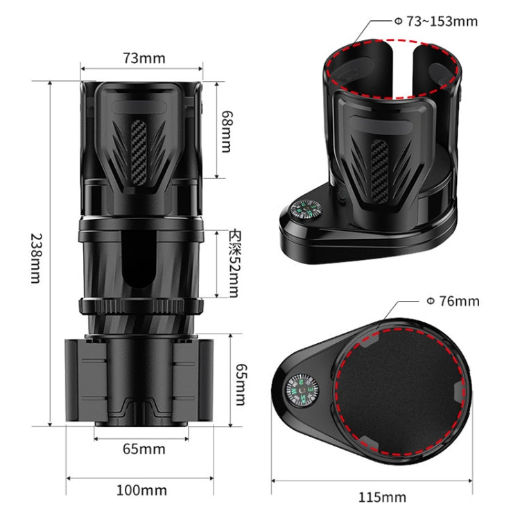 Car Multifunctional Retractable Rotating Water Cup Holder with Compass