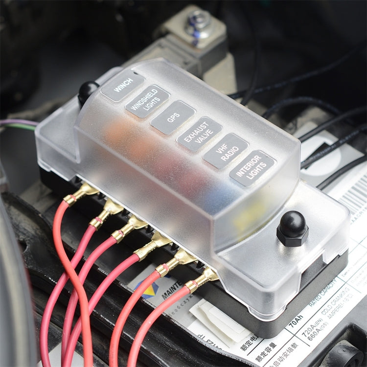 ZH-979A1 FB1903 1 In 1 Out 6 Ways No Distinction Positive Negative Fuse Box with 12 Fuses for Auto Car Truck Boat