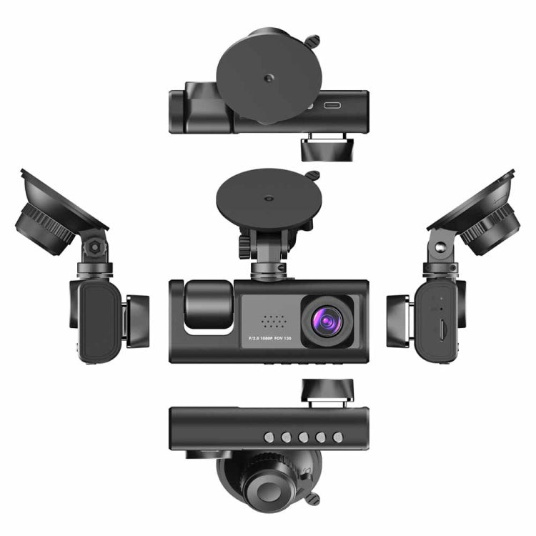 A1 3-lens Video HD Night Vision Car Driving Recorder, with Rear View Camera