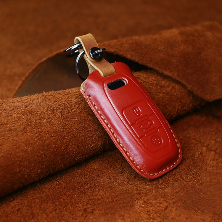 For Audi Series Car Cowhide Leather Key Protective Cover Key Case, B Version 2011-2018