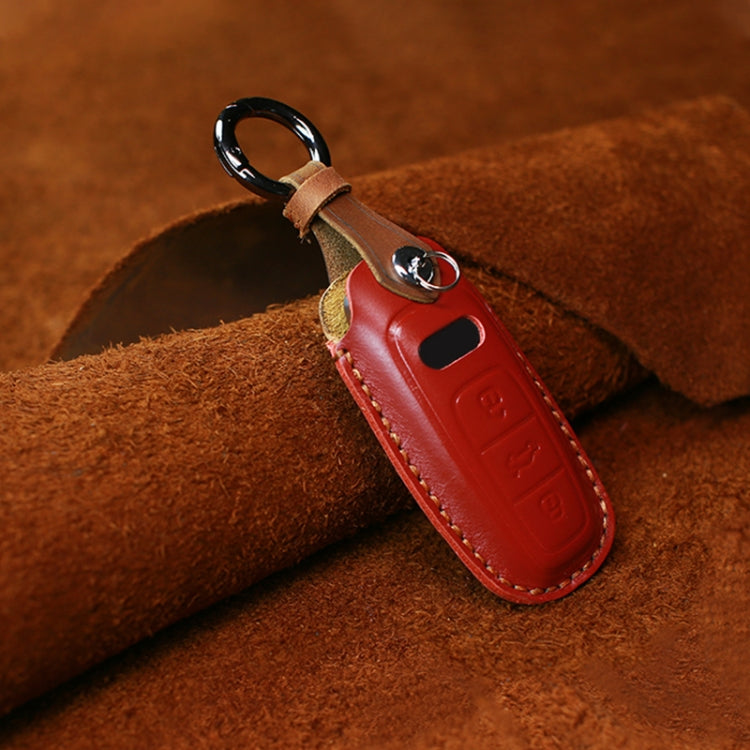 For Audi Series Car Cowhide Leather Key Protective Cover Key Case, C Version 2018 and Above