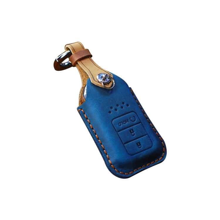 For Honda Car Cowhide Leather Key Protective Cover Key Case, Three Keys Start Version