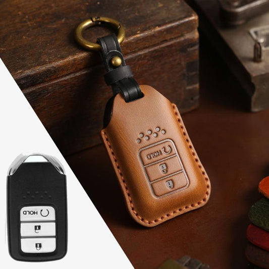 For Honda Car Cowhide Leather Key Protective Cover Key Case, Three Keys Start Version, For Honda, Three Keys Start Version, For Honda, Three Keys Version