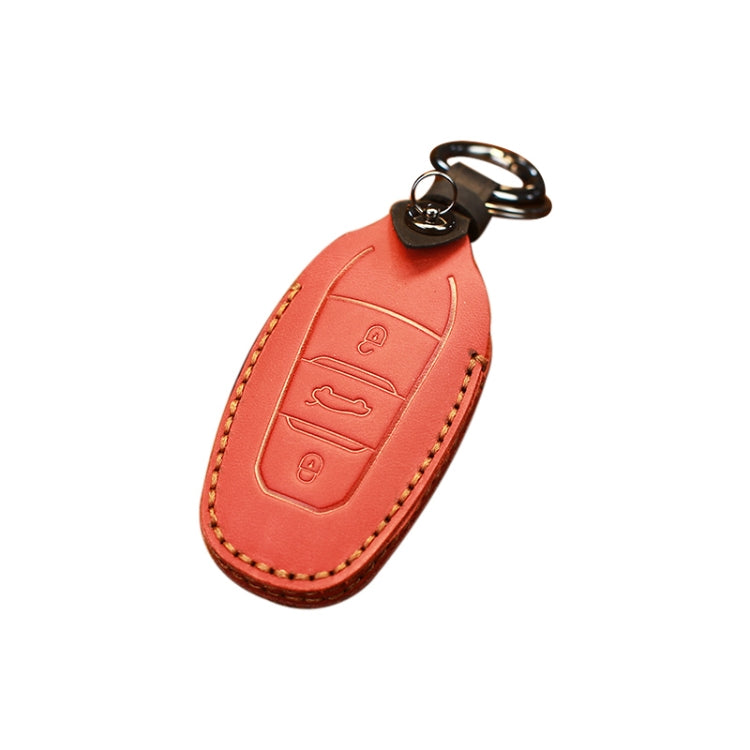 For PEUGEOT Car Cowhide Leather Key Protective Cover Key Case