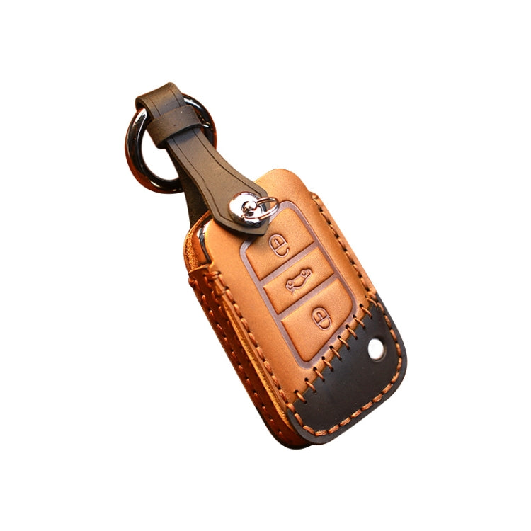 For Volkswagen Car Cowhide Leather Key Protective Cover Key Case, B Version