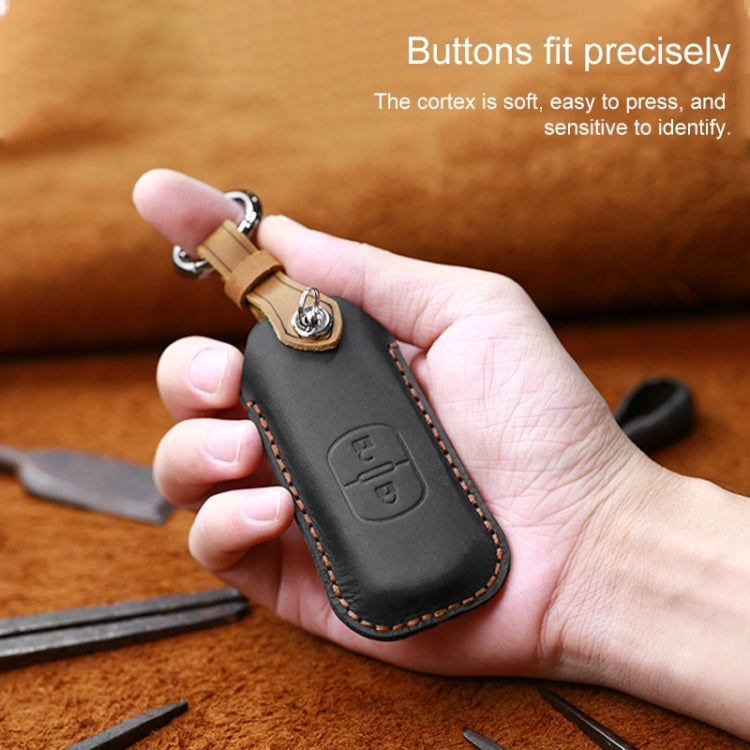 For Mazda Old Style Hallmo Car Cowhide Leather Key Protective Cover Key Case, Two Keys Version