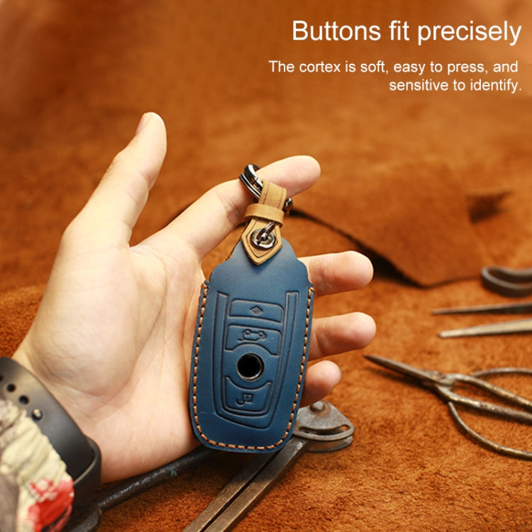 For BMW Old Style Car Cowhide Leather Key Protective Cover Key Case, Three Keys Version