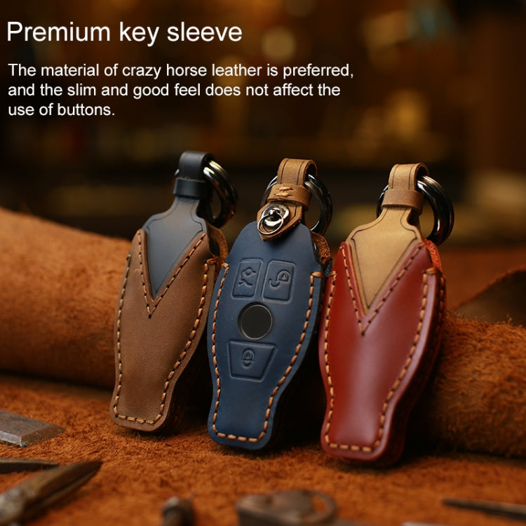 For Mercedes-Benz Old Style Car Cowhide Leather Key Protective Cover Key Case