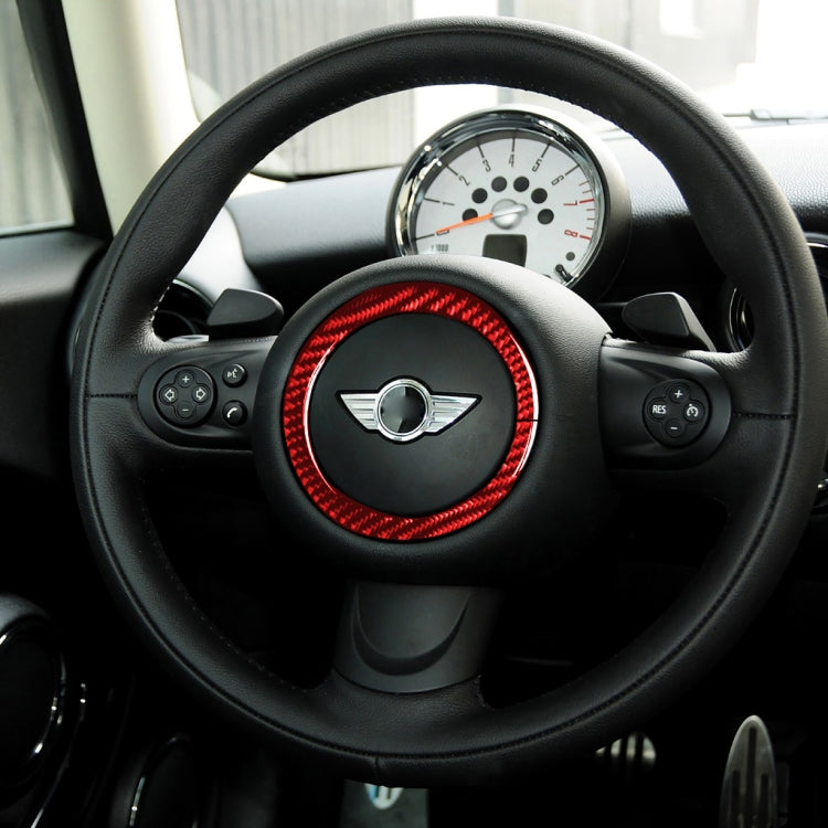 Car Carbon Fiber Steering Wheel Ring Decorative Sticker for BMW Mini R55 R56 Countryman R60 Paceman R61 2007-2013, Left and Right Drive Universal