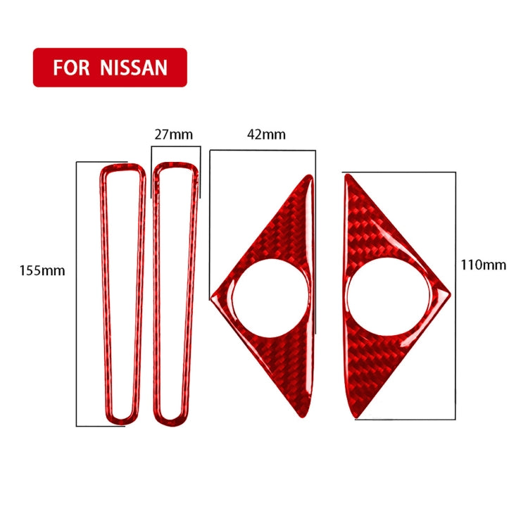 4 PCS / Set Carbon Fiber Car Door Horn + Window Air Outlet Decorative Sticker for Nissan GTR R35 2008-2016, Left and Right Driving Universal