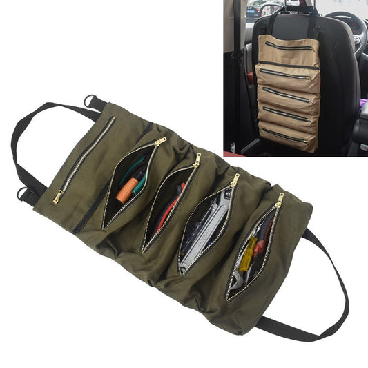 Car Auto Multi-function Canvas Storage Bag Portable Tool Bag Hanging Pocket Bag, Multi-function Army Green, Multi-function Khaki