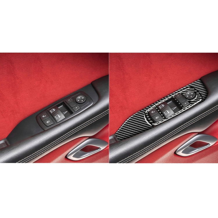 Carbon Fiber Car Window Lift Set Decorative Sticker for Dodge Challenger 2015 to Now, Left Driving