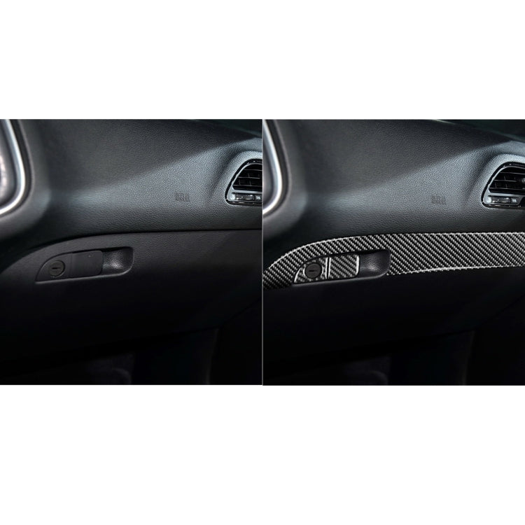 Carbon Fiber Car Co-pilot Storage Box Set Decorative Sticker for Dodge Challenger 2015 to Now, Left Driving