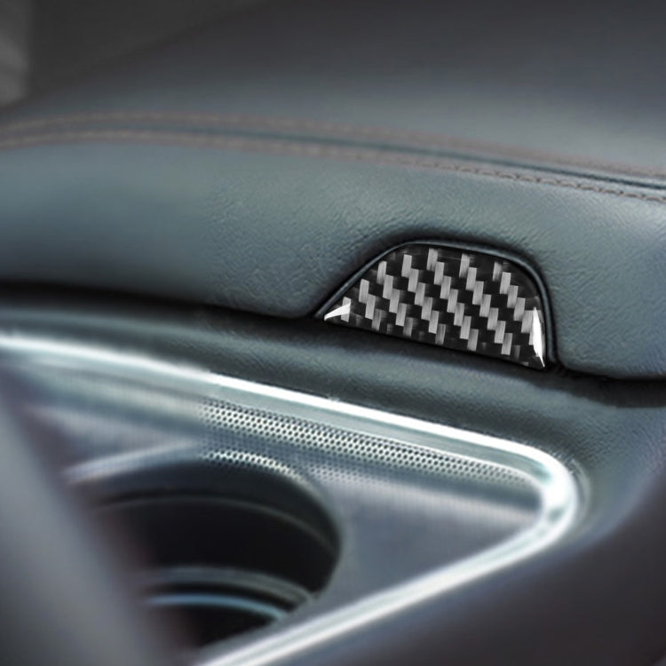 Carbon Fiber Car Central Control Armrest Storage Button Decorative Sticker for Dodge Challenger 2015 to Now, Left Driving