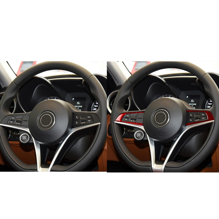 2 PCS / Set Carbon Fiber Car Steering Wheel Button Panel Decorative Sticker for Alfa Romeo Giulia 2017-2019,Left and Right Drive Universal