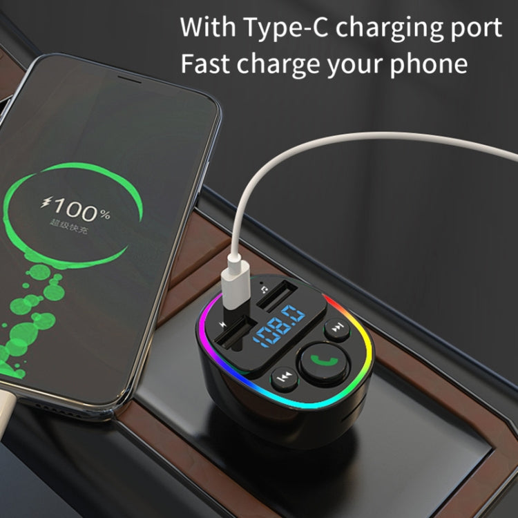 Car Bluetooth MP3 Player Audio FM Transmitter with Ambient Light