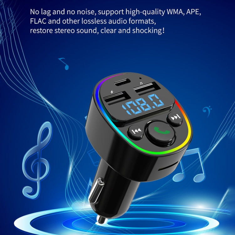 Car Bluetooth MP3 Player Audio FM Transmitter with Ambient Light