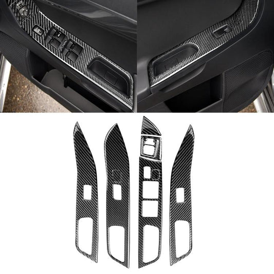 6 PCS Car Carbon Fiber Glass Lift Panel Decorative Sticker for Mitsubishi Lancer EVO 2008-2015, Right Drive, Glass Lift Panel, Right Drive
