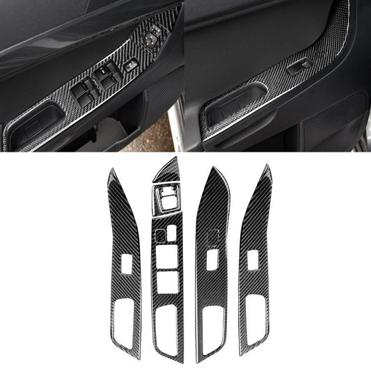 6 PCS Car Carbon Fiber Glass Lift Panel Decorative Sticker for Mitsubishi Lancer EVO 2008-2015, Left Drive, Glass Lift Panel, Left Drive