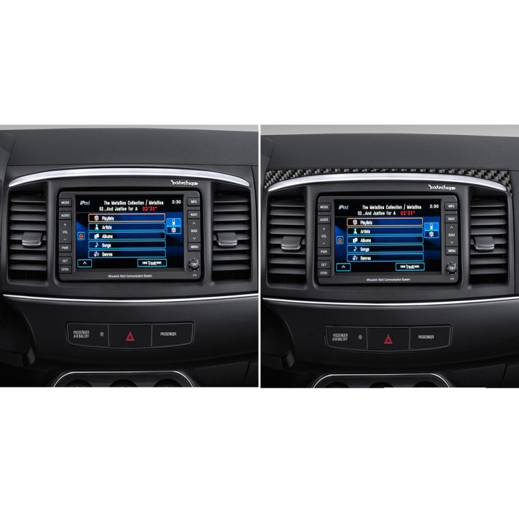 Car Carbon Fiber Navigation System Cover Decorative Sticker for Mitsubishi Lancer EVO 2008-2015, Left and Right Drive Universal