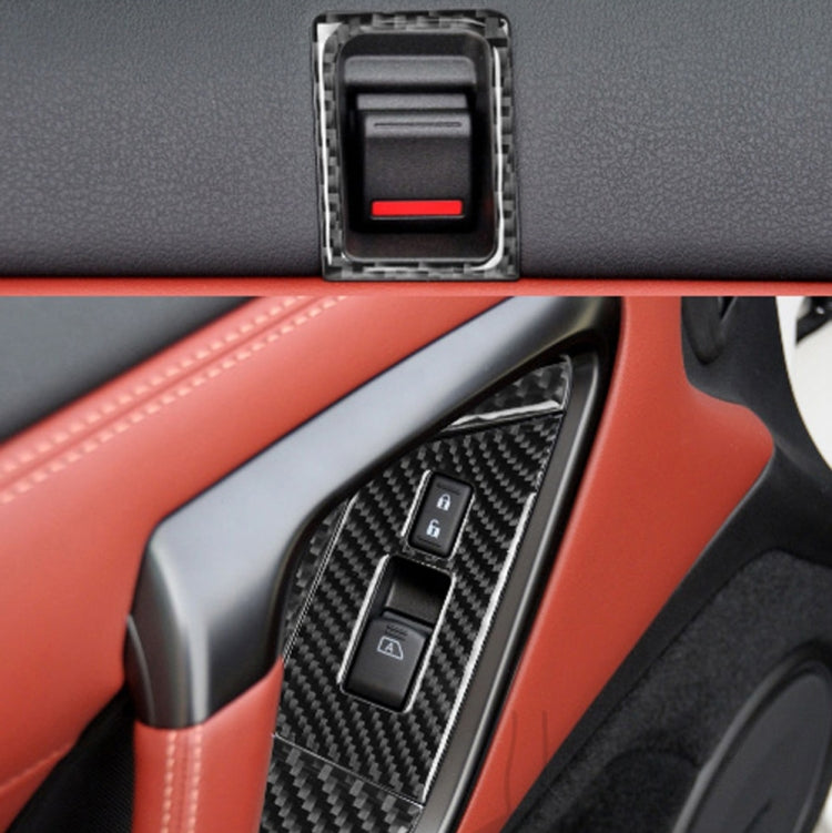 6 PCS Car Carbon Fiber Window Lift Button Door Lock Decorative Sticker for Nissan GTR R35 2008-2016, RightDrive