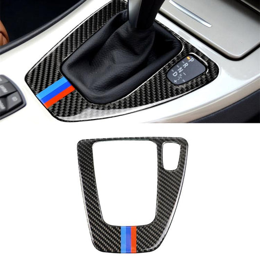 Three Color Carbon Fiber Car Right Driving Gear Panel Decorative Sticker for BMW E90 / E92 2005-2012