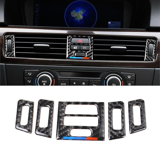 5 PCS High Matching Three Color Carbon Fiber Car Air Outlet Decorative Sticker for BMW E90 / E92 / E93 2005-2012