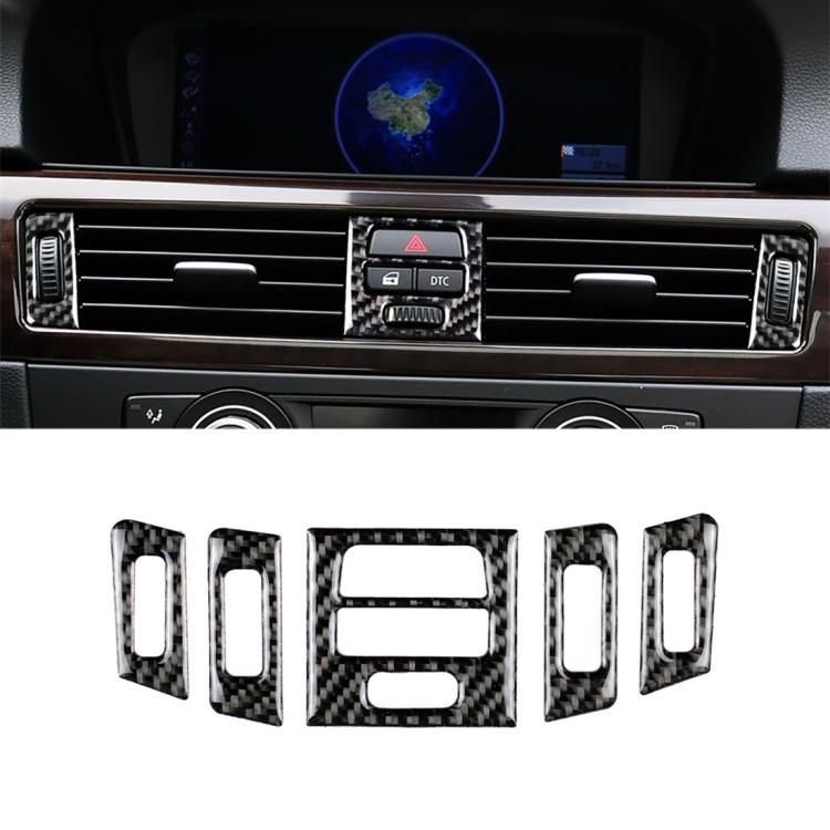 5 PCS High Matching Carbon Fiber Car Air Outlet Decorative Sticker for BMW E90 / E92 / E93 2005-2012