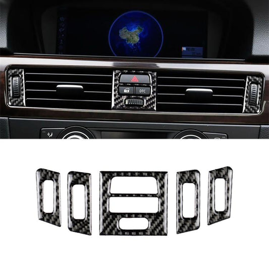 5 PCS High Matching Carbon Fiber Car Air Outlet Decorative Sticker for BMW E90 / E92 / E93 2005-2012