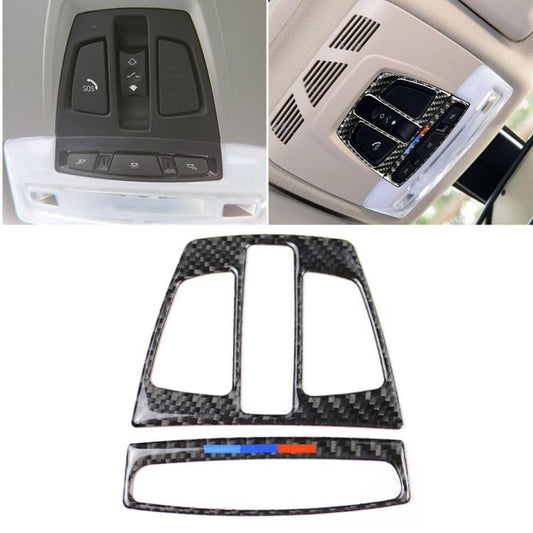 Three Color Carbon Fiber Car Reading Light Panel Decorative Sticker for BMW F20 2012-2017 / F30 / F34 / F32 2013-2017 / X5 2014-2017 / X6 2015-2017 / X1 2016-2017