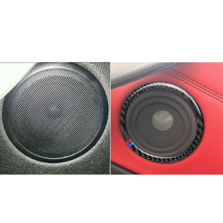 4 PCS Carbon Fiber Car Horn Ring Decorative Sticker for BMW F30 2013-2018 / F34 2013-2017