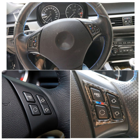 Three Color Carbon Fiber Car Steering Wheel Key Frame Decorative Sticker for BMW E90 2005-2012, Key Frame(Three Color), Key Frame