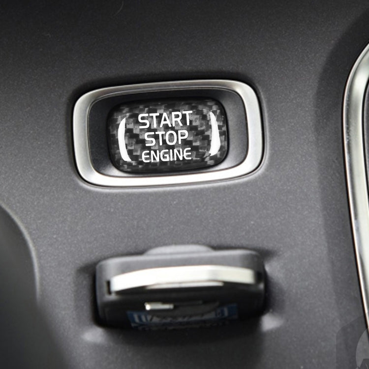 Car Carbon Fiber Engine Start Button Decorative Cover Trim for Volvo V40 2013-2019