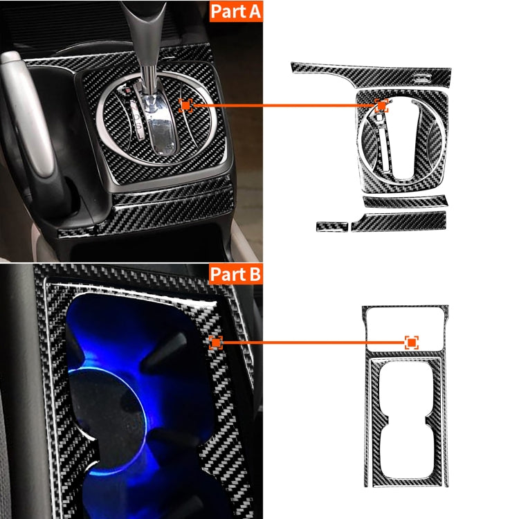 10 in 1 Car Carbon Fiber Automatic Gear + Water Cup Holder Decorative Sticker for Honda Civic 8th Generation 2006-2011, Left Drive, Automatic Gear + Water Cup Holder, Left Drive