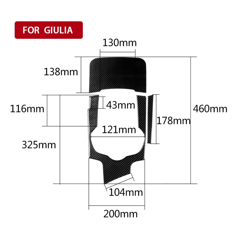 3 in 1 Car Carbon Fiber Gear Frame Panel Decorative Sticker for Alfa Romeo Giulia 2017-2019, Left Drive