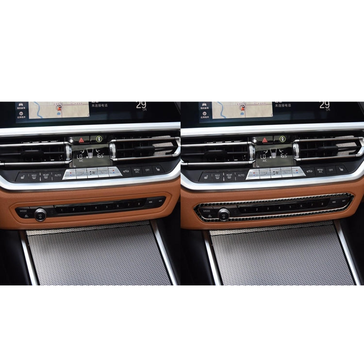 Car Carbon Fiber CD Button Frame Decorative Sticker for BMW 3 Series G20/G28/325Li/330d/335 2019-2020, Left and Right Drive Universal