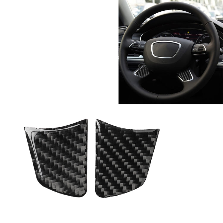 Car Carbon Fiber Steering Wheel Button Decorative Sticker for Audi A6 S6 C7 A7 S7 4G8 2012-2018, Left and Right Drive Universal