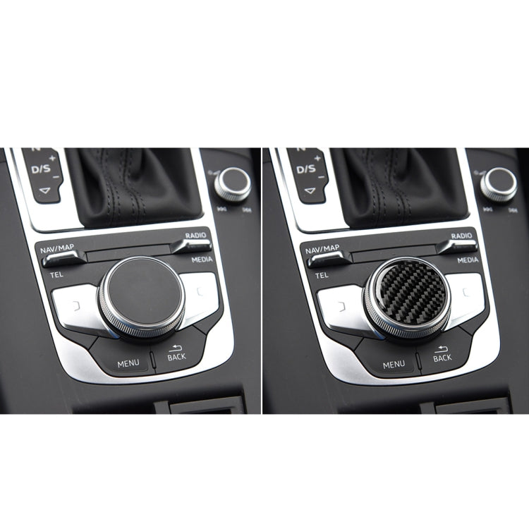 Car Carbon Fiber Central Control Knob Decorative Sticker for Audi A3 / A4L 2014-2019, Left and Right Drive Universal