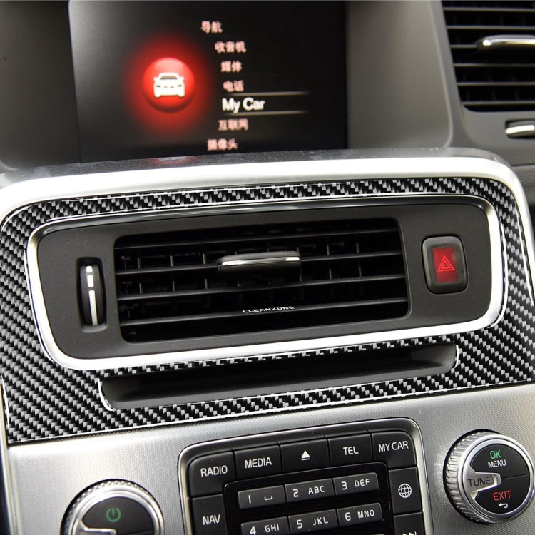 Car Carbon Fiber Central Control Air Outlet Decorative Stickers for Volvo V60 2010-2017 / S60 2010-2018, Left and Right Drive Universal