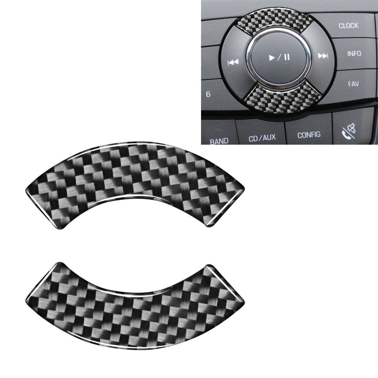 Car Carbon Fiber CD Button Decorative Sticker for Chevrolet Cruze 2009-2015, Left and Right Drive Universal