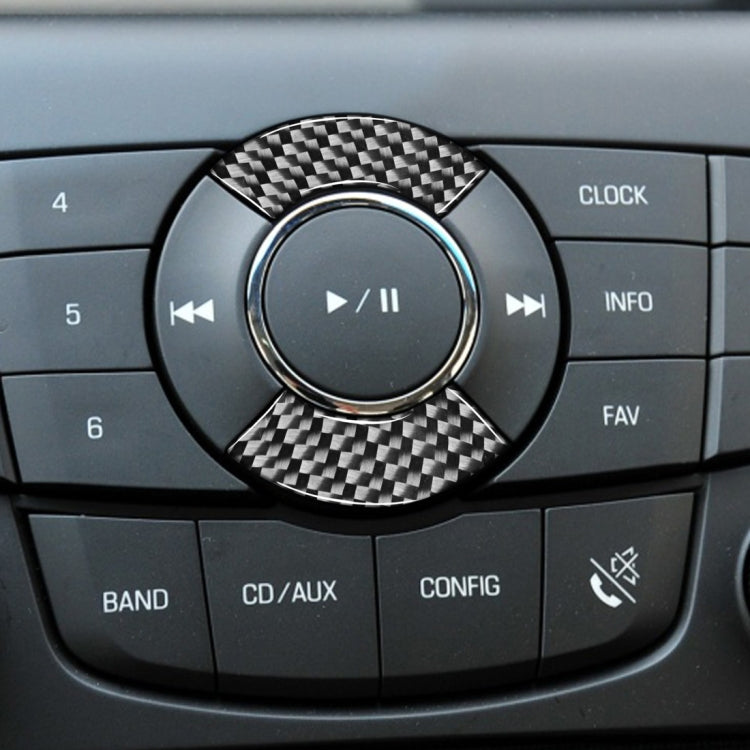 Car Carbon Fiber CD Button Decorative Sticker for Chevrolet Cruze 2009-2015, Left and Right Drive Universal